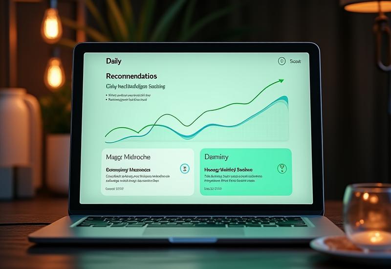 Stylized mockup of the Aura Ancient user dashboard on a tablet displaying progress charts, daily recommendations, and an expert message.